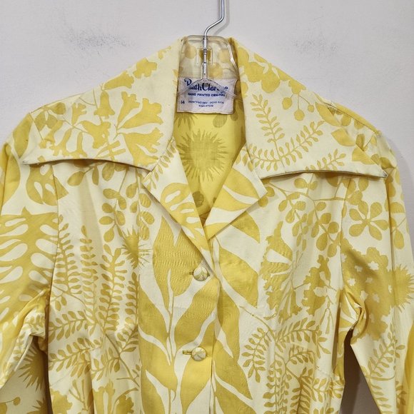 Ruth Clarage 1960s Vintage hand painted yellow floral long sleeve belted dress - Picture 11 of 13